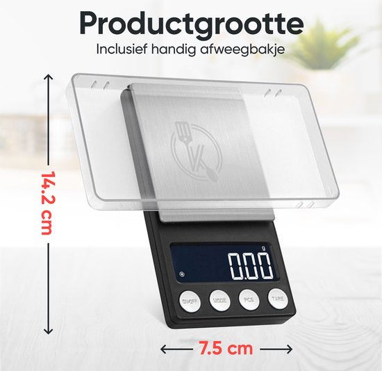 Kitchenwell digitale mini precisie keukenweegschaal - 0,01 tot 500 gram