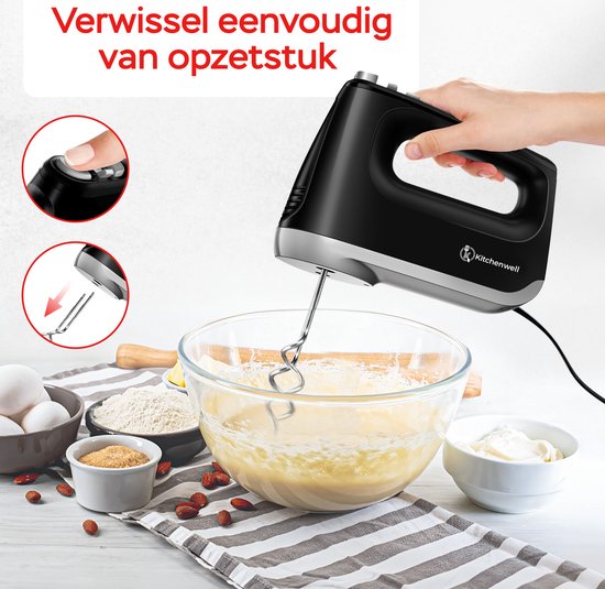 Kitchenwell Handmixer - 6 snelheden en turbofunctie - 400W  KN304