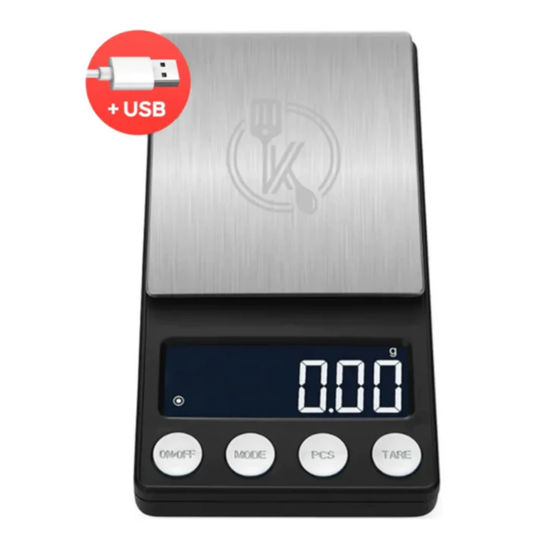 Kitchenwell digitale mini precisie keukenweegschaal - 0,01 tot 200 gram - USB oplaadbaar KN348
