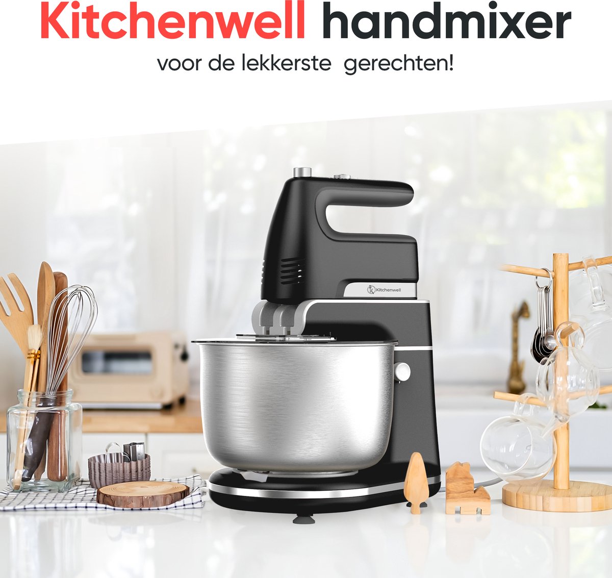 Kitchenwell Mixer - 5 snelheden en turbofunctie - 300W - 3.5L - KN305