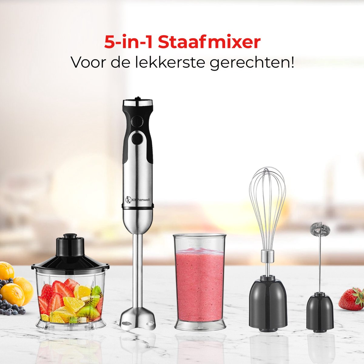 Ruïneren Tijd Plasticiteit Kitchenwell Staafmixer Set KN310 - Mixer 5-in-1