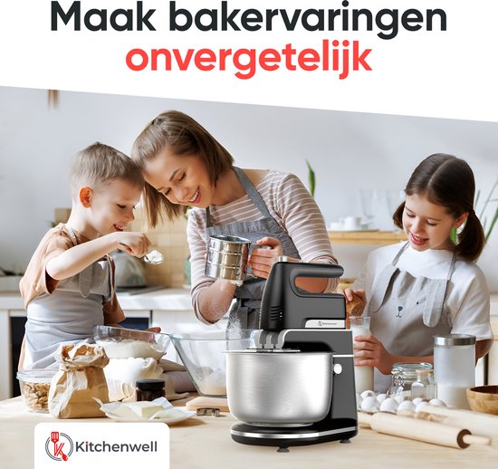 Kitchenwell Mixer - 5 snelheden en turbofunctie - 300W - 3.5L - KN305