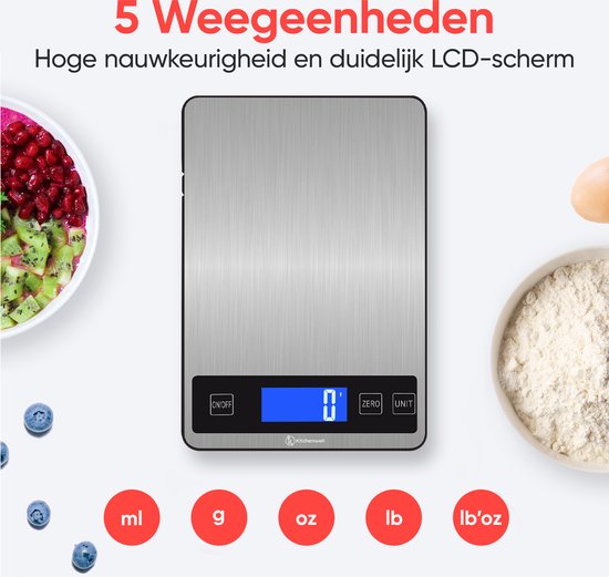 Kopie van Kitchenwell Digitale Precisie Keukenweegschaal - 1gr - 10kg - KN354