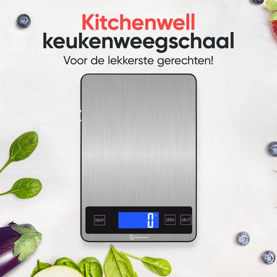 Kitchenwell Digitale Precisie Keukenweegschaal – 1gr - 10kg - USB Oplaadbaar - KN355