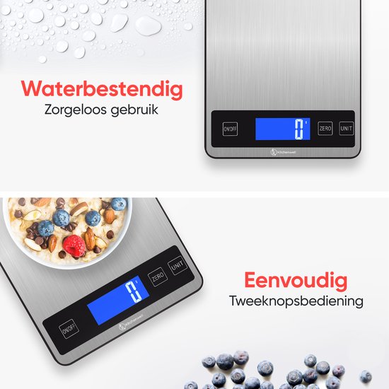 Kopie van Kitchenwell Digitale Precisie Keukenweegschaal - 1gr - 10kg - KN354