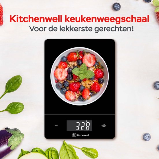 Kitchenwell Digitale Precisie Keukenweegschaal – 1gr - 15kg – USB Oplaadbaar KN353