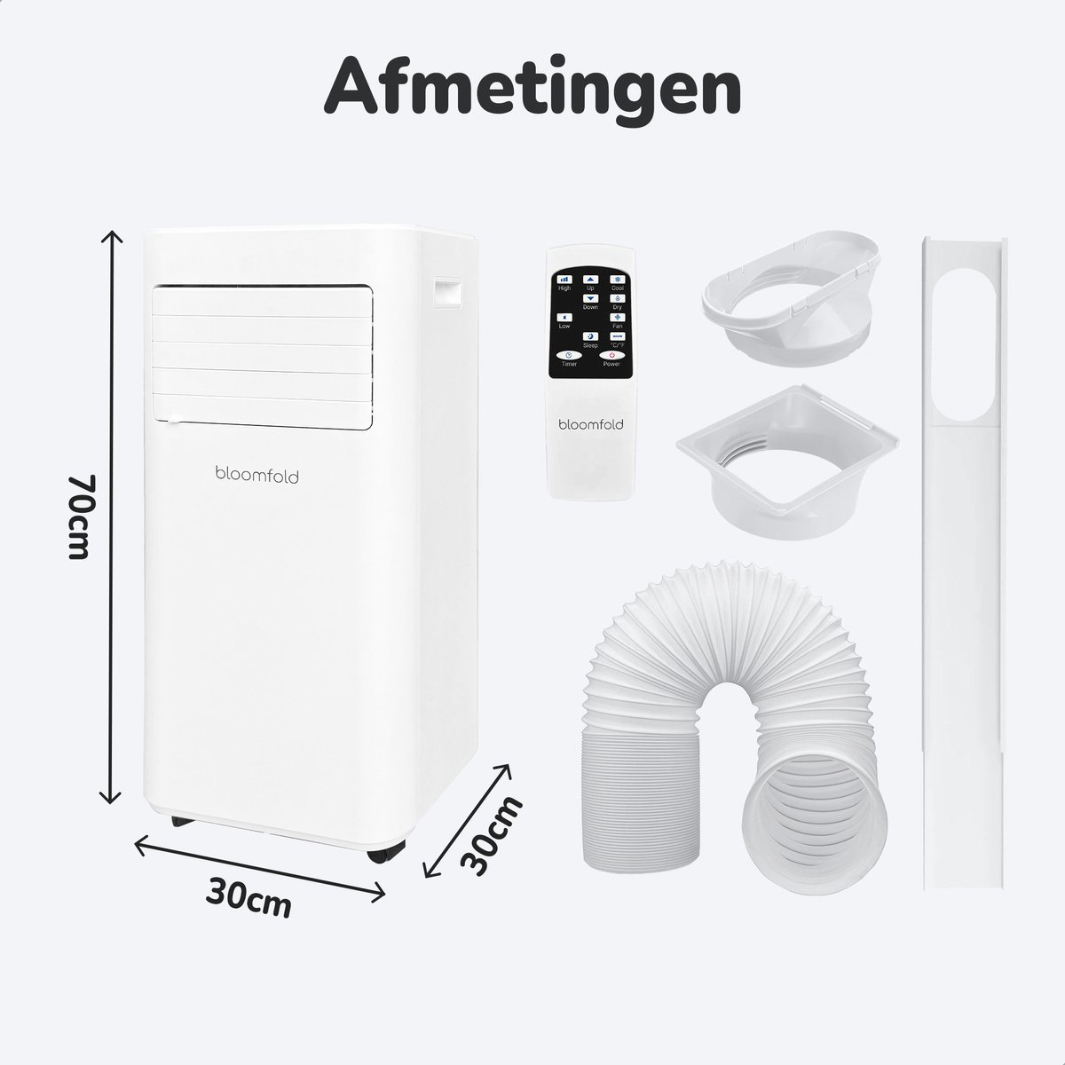 Bloomfold Mobiele Airco - 9.000 BTU - 4-in-1 - tot 25m² koelen - BF020