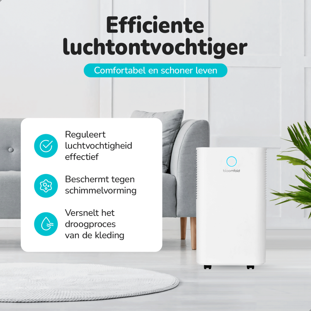 Bloomfold Luchtontvochtiger - 12L per Dag - Incl. Was-droog Functie - BF002