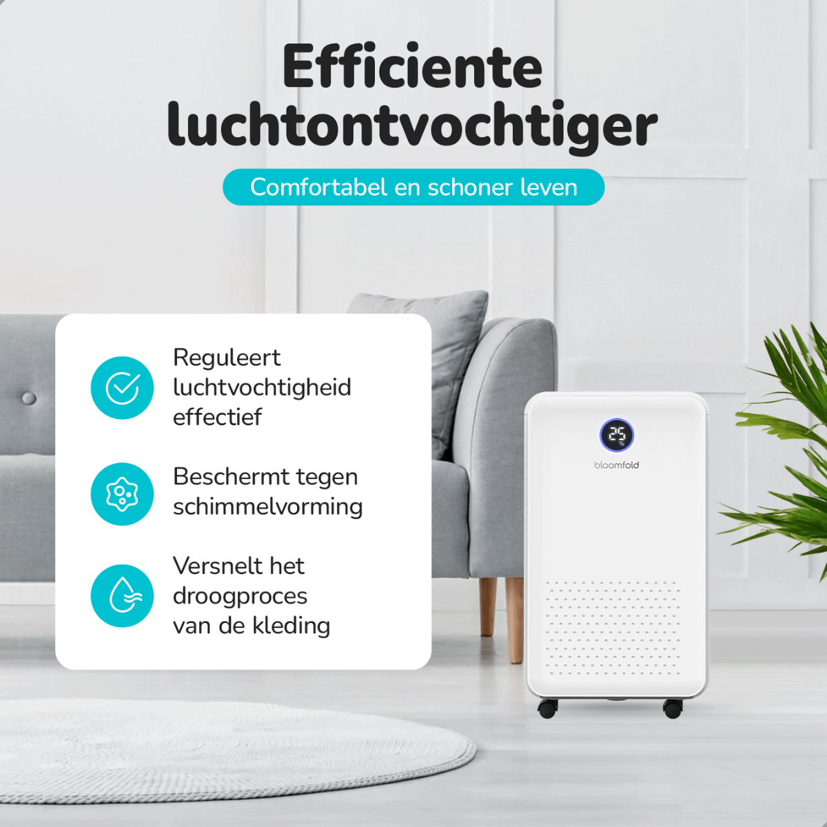 Bloomfold Luchtontvochtiger - 16L per Dag - Incl. Was-droog Functie - BF004