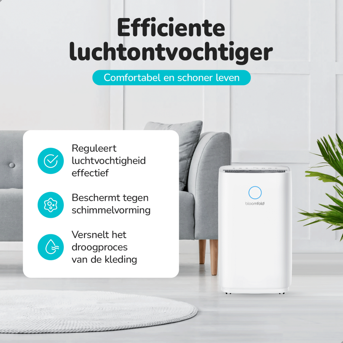 Bloomfold Luchtontvochtiger - 25L per Dag - Incl. Was-droog Functie - BF007