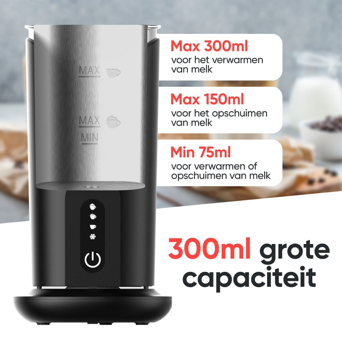 Kitchenwell Elektrische Melkopschuimer - 4-in-1