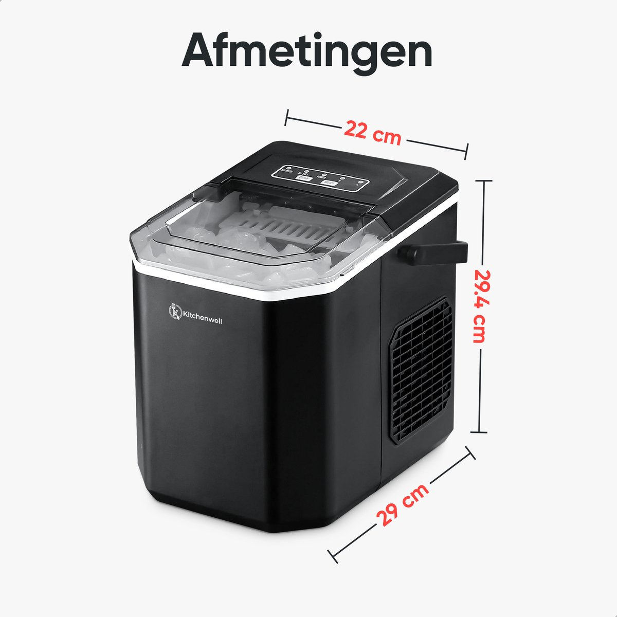 Kitchenwell IJsblokjesmachine – 1.3L– 12kg/24 uur - KN331