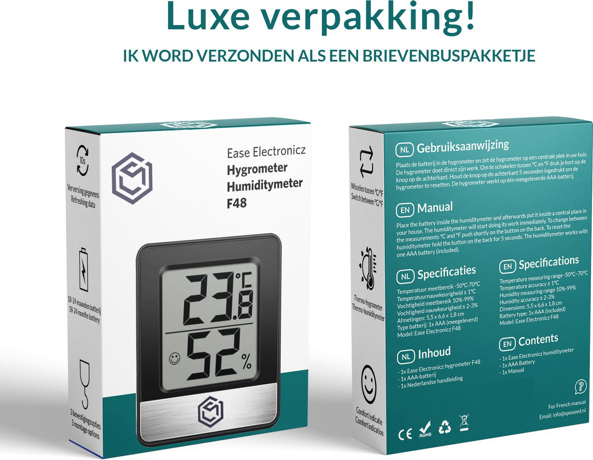 Ease Electronicz hygrometer verpakking