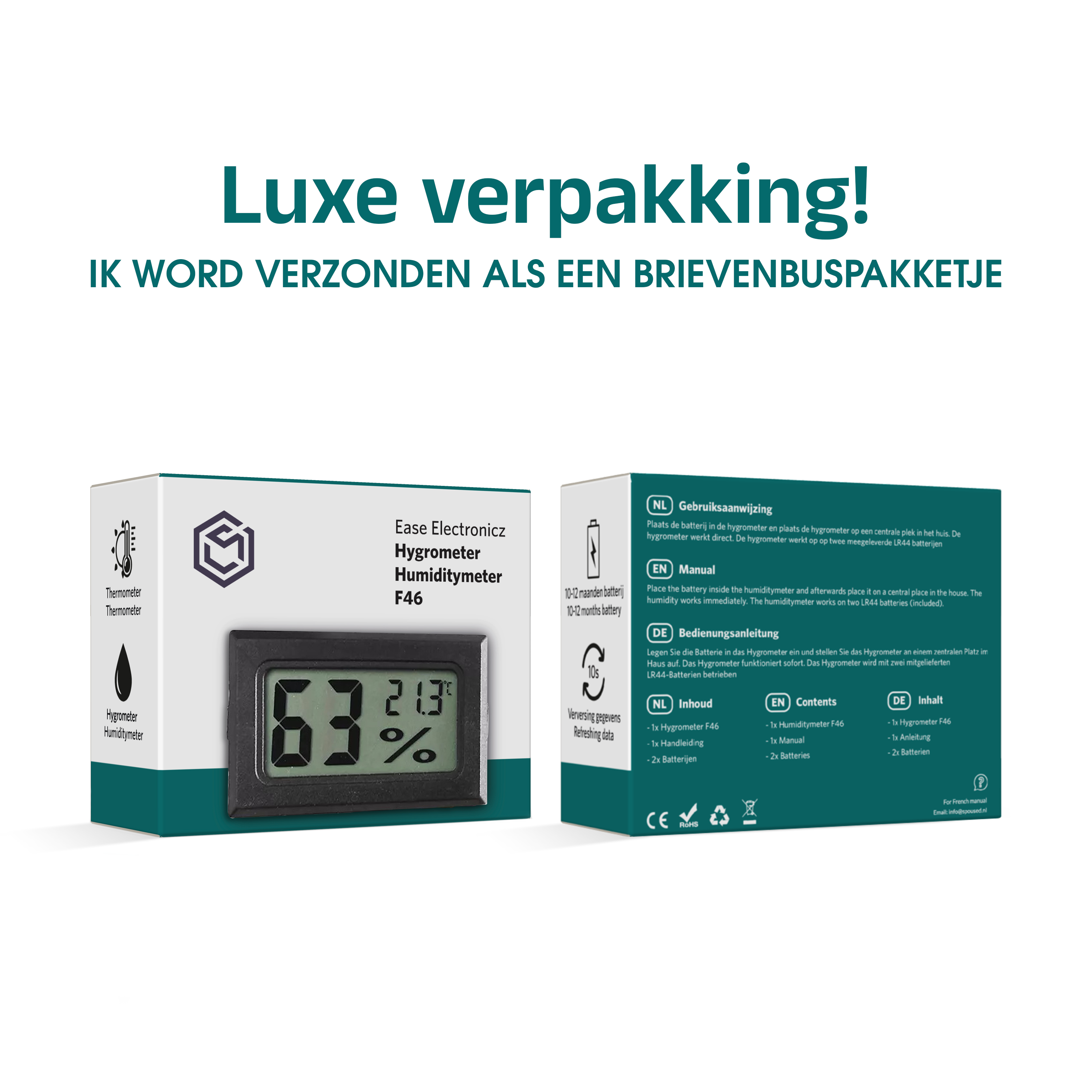 Ease Electronicz hygrometer verpakking